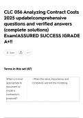 CLC 056 Analyzing Contract Costs 2025 update&vert;comprehensive questions and verified answers &lpar;complete solutions&rpar; Exam&vert;ASSURED SUCCESS &vert;GRADE A&plus;&excl;&excl;