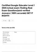 Certified Google Educator Level 1 2025 Actual exam &lpar;Testing Real Exam Questions&rpar;and verified Answers &lpar; 100&percnt; accurate&rpar; GET IT RIGHT&excl;&excl;