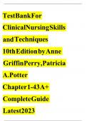 Test Bank For Clinical Nursing Skills and Techniques 10th Edition