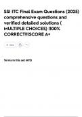 SSI ITC Final Exam Questions &lpar;2025&rpar; comprehensive questions and verified detailed solutions &lpar; MULTIPLE CHOICES&rpar; &vert;100&percnt; CORRECT&excl;&excl;&vert;SCORE A&plus;