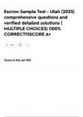 Escrow Sample Test - Utah &lpar;2025&rpar; comprehensive questions and verified detailed solutions &lpar; MULTIPLE CHOICES&rpar; &vert;100&percnt; CORRECT&excl;&excl;&vert;SCORE A&plus;