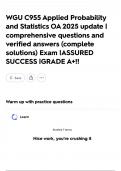 WGU C955 Applied Probability and Statistics OA 2025 update &vert; comprehensive questions and verified answers &lpar;complete solutions&rpar; Exam &vert;ASSURED SUCCESS &vert;GRADE A&plus;&excl;&excl;