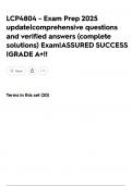LCP4804 - Exam Prep 2025 update&vert;comprehensive questions and verified answers &lpar;complete solutions&rpar; Exam&vert;ASSURED SUCCESS &vert;GRADE A&plus;&excl;&excl;