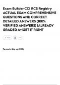 Exam Builder CCI RCS Registry ACTUAL EXAM COMPREHENSIVE QUESTIONS AND CORRECT DETAILED ANSWERS &lpar;100&percnt; VERIFIED ANSWERS&rpar; &vert;ALREADY GRADED A&plus;&vert;GET IT RIGHT