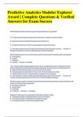 Predictive Analytics Modeler Explorer Award &vert; Complete Questions & Verified Answers for Exam Success