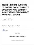 RELIAS MEDICAL SURGICAL TELEMETRY EXAM COMPLETE QUESTIONS AND CORRECT ANSWERS &vert;ALREADY GRADED A&plus;&sol;NEWEST UPDATE