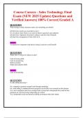 Course Careers &ndash; Sales Technology Final Exam &lpar;NEW 2025 Update&rpar; &vert; Questions and Verified Answers &vert; 100&percnt; Correct &vert; Graded A