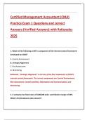 Certified Management Accountant &lpar;CMA&rpar;  Practice Exam 1 Questions and correct  Answers &lpar;Verified Answers&rpar; with Rationales  2025