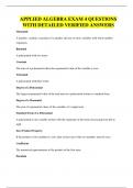 APPLIED ALGEBRA EXAM 4 QUESTIONS WITH DETAILED VERIFIED ANSWERS