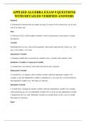 APPLIED ALGEBRA EXAM 9 QUESTIONS WITH DETAILED VERIFIED ANSWER
