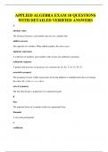 APPLIED ALGEBRA EXAM 10 QUESTIONS WITH DETAILED VERIFIED ANSWERS