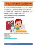 MARYVILLE UNIVERSITY NURS 611 EXAM 3 PATHO  2025 EXAM 2 LATEST VERSIONS ACTUAL EXAM  TEST BANK 2025 COMPLETE 250 QUESTIONS AND  ANSWERS WITH CORRECT DETAILED  RATIONALES&vert; GRADED A&plus; advanced  Pathophysiology 