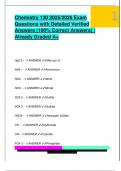 Chemistry 130 2025&sol;2026 Exam  Questions with Detailed Verified  Answers &lpar;100&percnt; Correct Answers&rpar; &vert;  Already Graded A&plus;