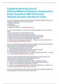 Capstone Nursing Care of Children&sol;Maternal Newborn Assessment Exam Questions With All Correct Detailed Answers Verified A&plus; Pass