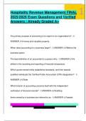 Hospitality Revenue Management FINAL  2025&sol;2026 Exam Questions and Verified  Answers &vert; Already Graded A&plus; 