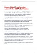 Zscaler Digital Transformation Administrator &lpar;ZDTA&rpar; Certification Questions And Answers With Complete Solutions 100&percnt; Correct Answers