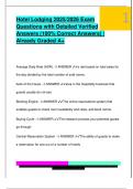 Hotel Lodging 2025&sol;2026 Exam  Questions with Detailed Verified  Answers &lpar;100&percnt; Correct Answers&rpar; &vert;  Already Graded A&plus; 