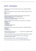 SLTC - Final Exam Questions And Answers With Complete Solutions 100&percnt; Correct Answers