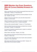 BMW Member Ase Exam Questions With All Correct Detailed Answers A&plus; Pass