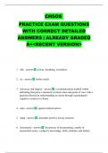 CHSOS  PRACTICE EXAM QUESTIONS WITH CORRECT DETAILED ANSWERS &vert; ALREADY GRADED A&plus;<RECENT VERSION>