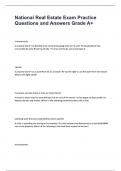 National Real Estate Exam Practice Questions and Answers Grade A