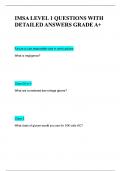 IMSA LEVEL 1 QUESTIONS WITH DETAILED ANSWERS GRADE A