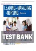 TEST BANK For Leading and Managing in Nursing&comma; 8th Edition by Patricia S&period; Yoder-Wise&comma; Susan Sportsman&vert; Verified Chapter's 1 - 30 &vert; Complete