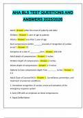 AHA BLS TEST QUESTIONS AND ANSWERS 2025&sol;2026
