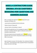 NASCLA CONTRACTORS GUIDE VIRGINIA&comma; 8TH ED CHAPTERS 4 MANAGING RISK QUESTIONS AND ANSWERS 2025&sol;2026