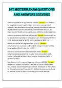 HIT MIDTERM EXAM QUESTIONS AND ANSWERS 2025&sol;2026