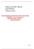 A LEVEL JUNE 2024 OCR CHEMISTRY A PAPER 3 INCLUDING MARK SCHEME QUESTIONS AND ANSWERS