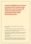  Probiotics MCB6424 Exam 2&vert;Brand new Expert Exam Questions with 100&percnt; Clear Correct Answers&vert;All Graded A&plus;&vert;Latest Premium Update&lpar;2025-2026&rpar;&vert;100&percnt; Guaranteed Success&period;