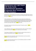 Maintenance and Light Repair ASE Study Guide Comprehensive Questions &lpar;Frequently Most Tested&rpar; with Verified Answers