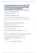 Psychopharmacology Final Exam 2025&ndash;2026 &ndash;University-Level Assessment Verified Real Questions and Correct Answers