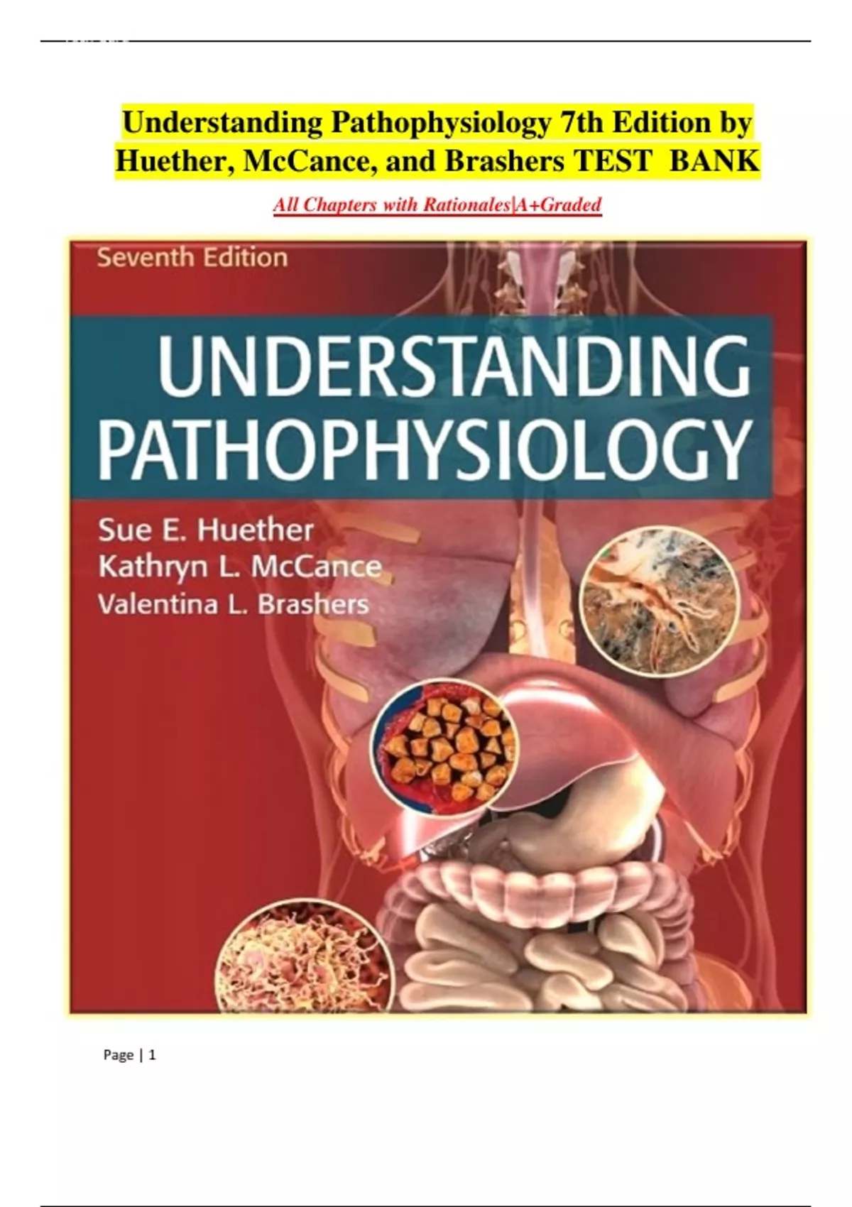 Understanding Pathophysiology 7th Edition by Huether, McCance, and ...
