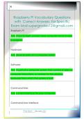 Raspberry Pi Vocabulary Questions  with  Correct Answers  for Specific  Exam Mail supergrades12&commat;gmail&period;com 