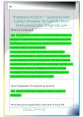 Raspberry Pi Exam 1 Questions with   Correct Answers  for Specific Exam  Mail supergrades12&commat;gmail&period;com