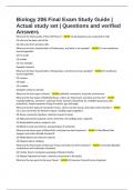 Biology 206 Final Exam Study Guide &vert; Actual study set &vert; Questions and verified Answers