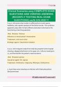 Clinical Scenarios 2025 COMPLETE EXAM  QUESTIONS AND VERIFIED ANSWERS  &vert;RECENTLY TESTING REAL EXAM  QUESTIONS&vert; 100&percnt; SOLVED&excl; &excl;&excl;
