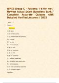 NIHSS Group C - Patients 1-6 for me &sol; Newest Actual Exam Questions Bank &sol; Complete Accurate Quizzes with Detailed Verified Answers &sol; 2025 