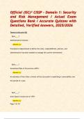 Official &lpar;ISC&rpar;&sup2; CISSP - Domain 1&colon; Security and Risk Management &sol; Actual Exam Questions Bank &sol; Accurate Quizzes with Detailed&comma; Verified Answers&comma; 2025&sol;2026