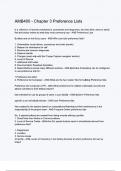 AMB400 - Chapter 3 Preference Lists with  complete questions and answers 