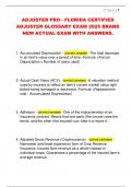ADJUSTER PRO - FLORIDA CERTIFIED  ADJUSTER GLOSSARY EXAM 2025 BRAND  NEW ACTUAL EXAM WITH ANSWERS&period;