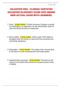 ADJUSTER PRO - FLORIDA CERTIFIED  ADJUSTER GLOSSARY EXAM 2025 BRAND  NEW ACTUAL EXAM WITH ANSWERS&period;