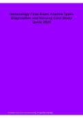  Hematology Final Exam Anemia Types Diagnostics and Nursing Care Study Guide 2026&sol;2027 &vert; Hematology Exam Prep &vert; Anemia Review&comma; Diagnostics&comma; and Nursing Care