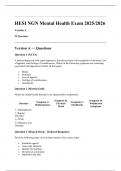 HESI NGN Mental Health Exam 2025&sol;2026 &ndash; Version A &vert; 55 Questions with Verified Answers and Clinical Rationales