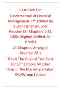 Test Bank for Fundamentals of Financial Management 17th Edition By Eugene Brigham&comma; Joel Houston