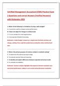 Certified Management Accountant &lpar;CMA&rpar; Practice Exam 2 Questions and correct Answers &lpar;Verified Answers&rpar;  with Rationales 2025