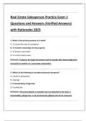 Real Estate Salesperson Practice Exam 1  Questions and Answers &lpar;Verified Answers&rpar;  with Rationales 2025