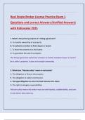 Real Estate Broker License Practice Exam 1  Questions and correct Answers &lpar;Verified Answers&rpar;  with Rationales 2025